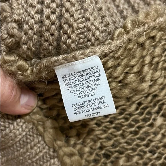 Women’s Taupe colored Shaggy, Chunky Fringe Knit Vest by Worth - Picture 5 of 6